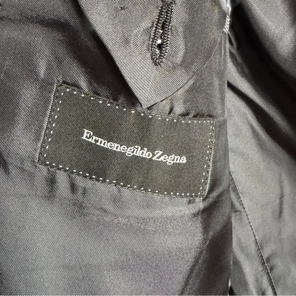 Ermenegildo Zegna Silk Wool Birdseye Sport Coat Blazer Black White 50R Italy